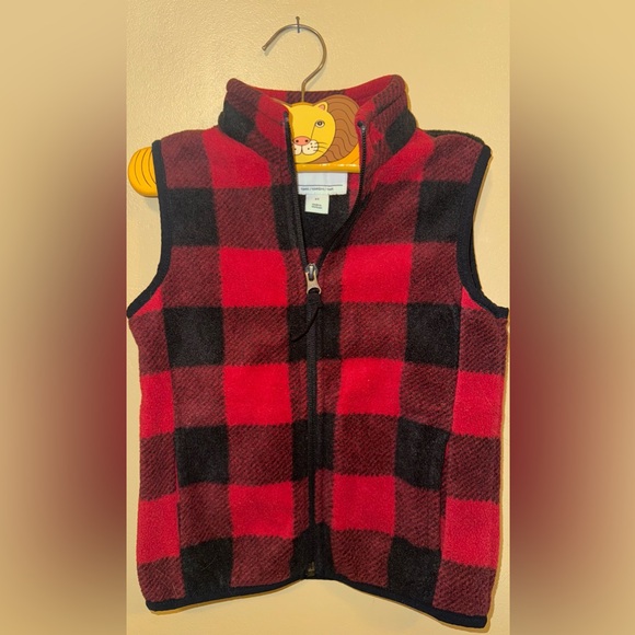 Toddler 3T Christmas Red Black Checkered Fleece Vest Unisex Holiday Winter Kids - Picture 5 of 6